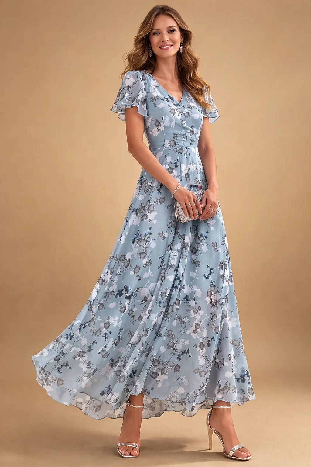 Lilia | Stylowa Midi Sukienka w Kwiaty dla Eleganckich Kobiet