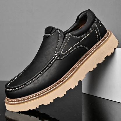 Slip-On Loafers with Contrast Topstitching side view